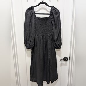 JCrew black midi linen dress
